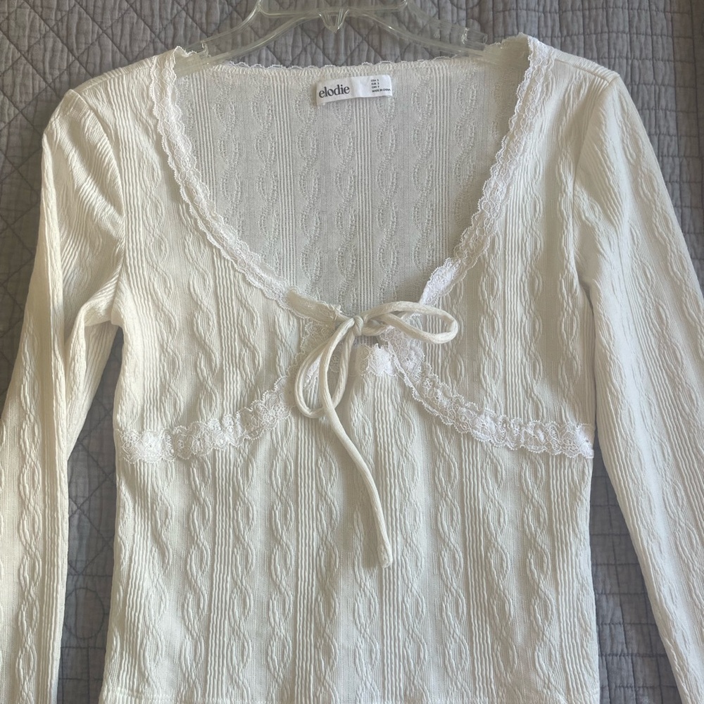 Elodie Ivory Textured Knit Top